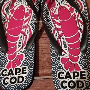 Cape Cod Lobster Black, white and red  flip flops brand new with tags size 10